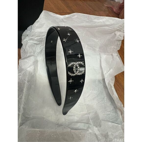 Chanel rhinestone cc headband hair accessory